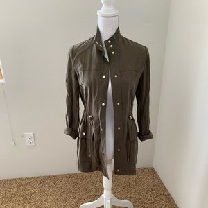 Zara Olive Military Style Lightweight Jacket